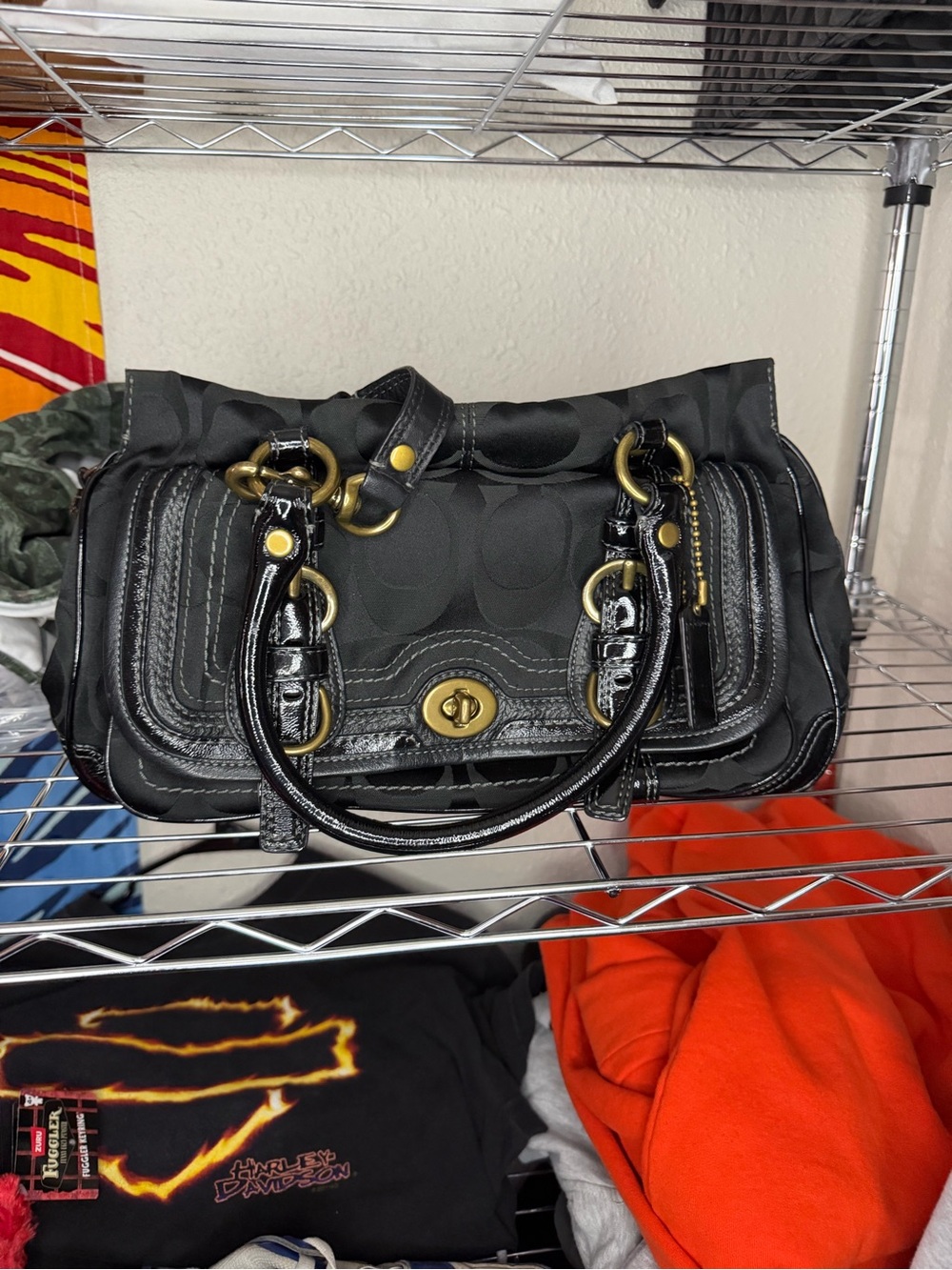 Black Signature jacquard Coach Legacy Garcia 65th-anniversary shoulder bag